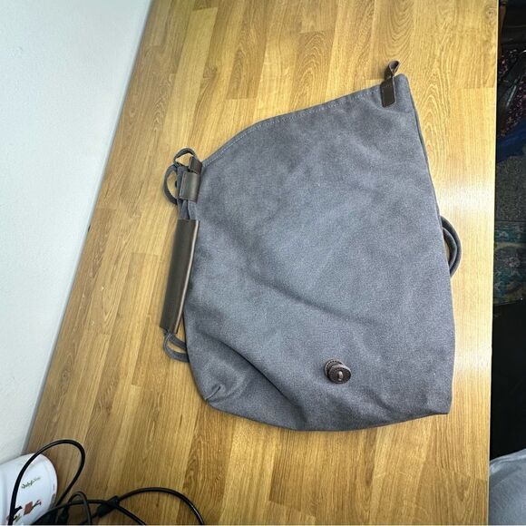 Coofit Canvas Preppy Unisex Retro Messanger Bag Grey Outer Pocket - Picture 8 of 11